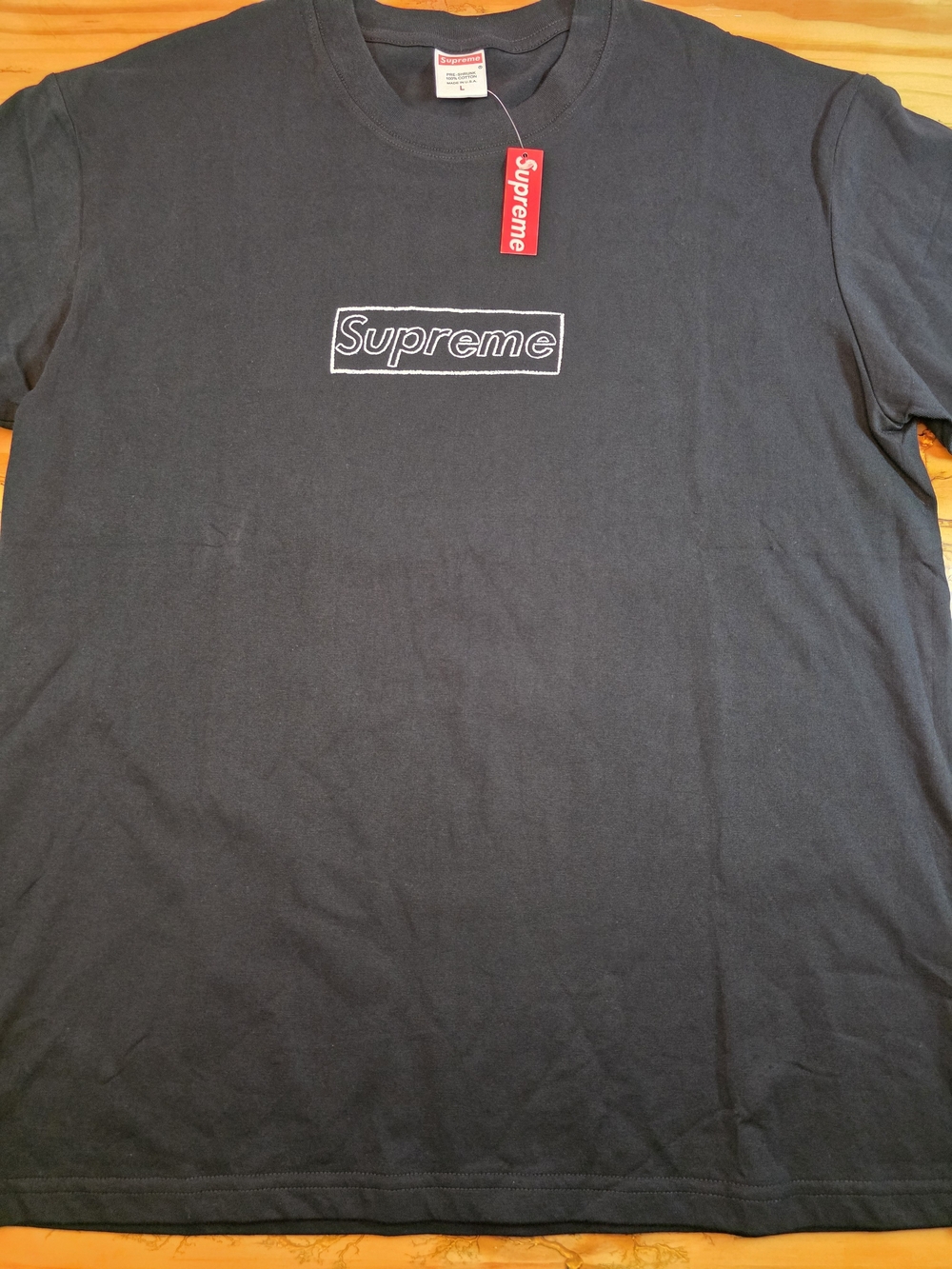 Supreme Outline Box Logo Tee Black White Size L